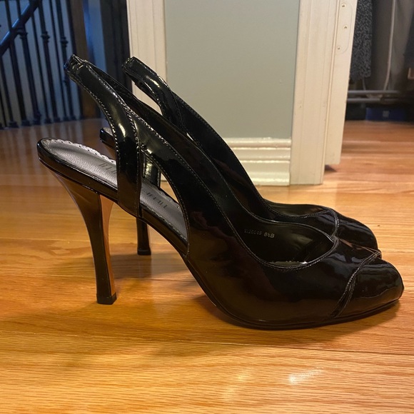 Rebecca Blue Black Patent Leather Heels Size 8.5 - Picture 1 of 4